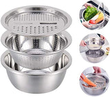3 in 1 Multifunctional Grater Basin Stainless Steel Colanders Set