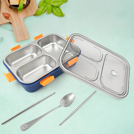 3 compartment transparent lunch box